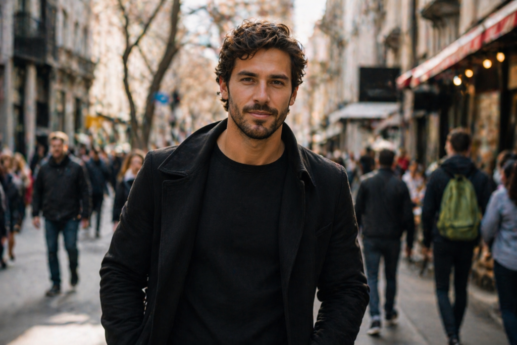 hombre confiado caminando por la ciudad representando los pilares de la seducción honesta